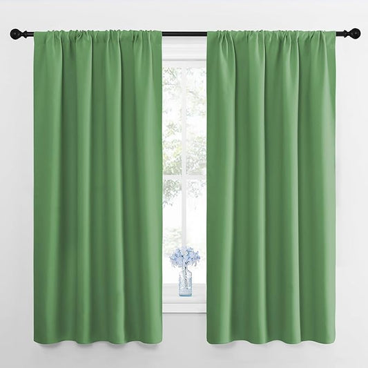 NICETOWN RV Blackout Curtains for Camper Windows, Froest Green, 29" Wide by 50" Long, 2 PCs, Short Blackout Curtains & Drapes, Thermal Insulated Blackout Curtain Panels for Kids Room, Play Room