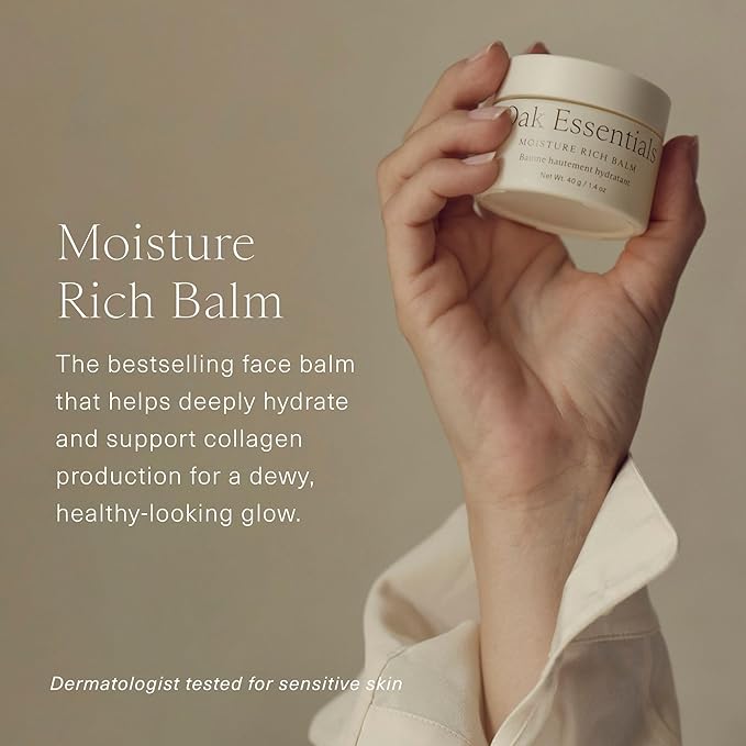 Oak Essentials Moisture Rich Balm | Nourishing Face Balm with Sea Buckthorn & Borage Seed Oil to Help Support Collagen and Deep Hydration, 1.4 Oz