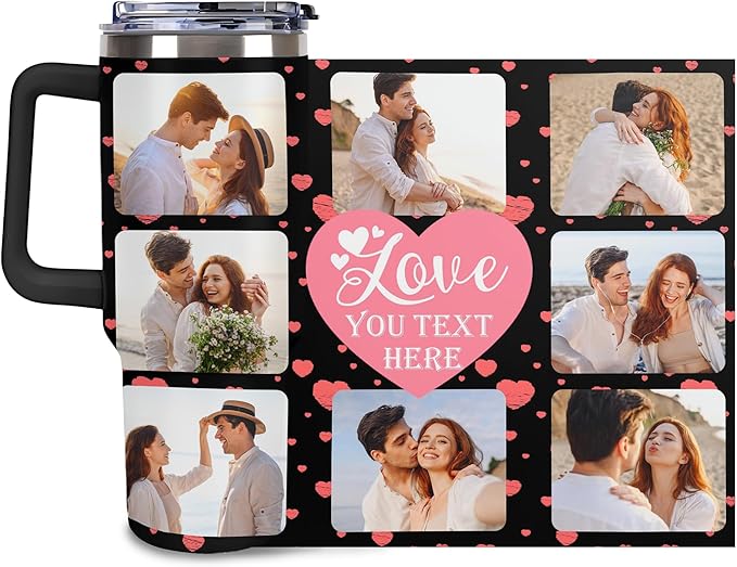 Personalized Tumbler Custom Insulated Travel Mug Custom Drinking Coffee Cup with Photos and Text 40oz Christmas Birthday Gift