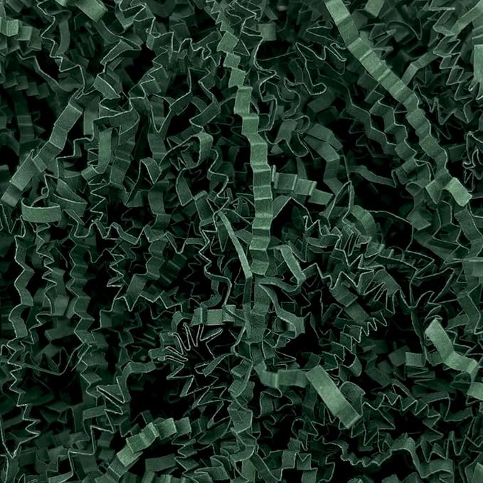 ZEBMOON 1 LB Dark Green Crinkle Cut Paper Shred Filler Great for Gift Wrapping, Basket Filling, Birthday, Wedding, Halloween, Thanksgiving, Christmas Day New Year Party Decorations Filling Supplies