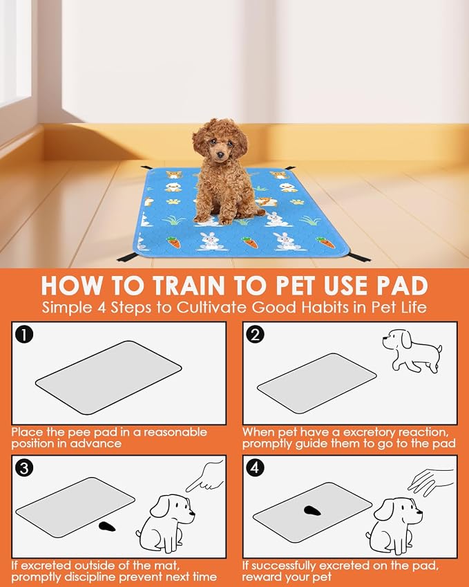 Bissap 2‑Pack Guinea Pig Cage Liners, 18''X24'' Pet Pee Pad Bedding, Blue | Non‑slip Waterproof TPU layer, Super Absorbent, Washable Reusable Bedding for Guinea pig, Rabbit, Hamster, Chinchilla, Rat