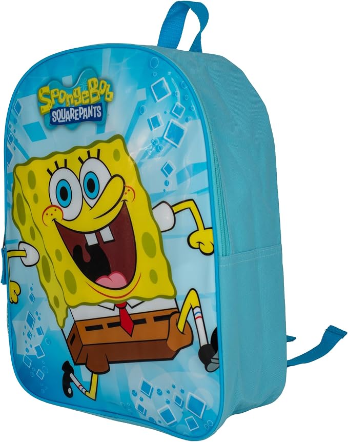 AI ACCESSORY INNOVATIONS Spongebop Square Pants Kids Backpack, 15" School Bag for Girls & Boys, Blue
