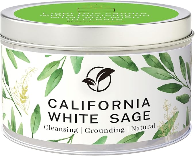 Sage Candles for Cleansing, White Sage Candle 6 Oz- 35 Hour Burn Time, Soy Wax Aromatherapy Candles for Cleansing House Negative Energy Smudge Kit, Scented Candle Gifts for Women