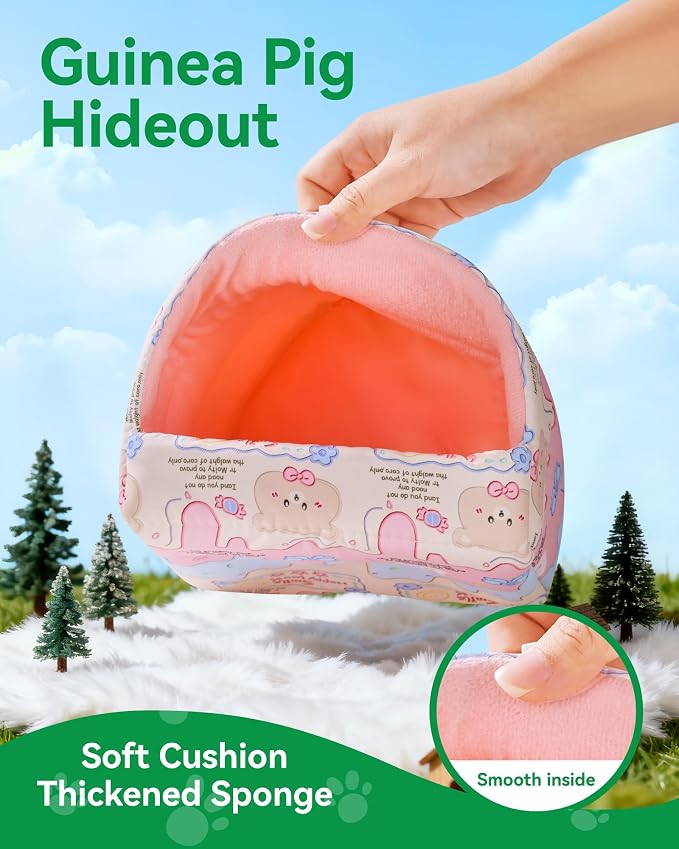 2 PCS Guinea Pig Hideout Guinea Pig House Guinea Pig Bed, Washable Hamster House Small Animal Cage Accessories for Mouse Chinchillas Hamsters Hedgehogs Ferrets Bearded Dragons and Rats