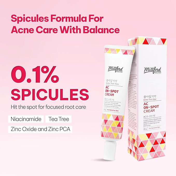 AC On-Spot Cream 30g/1.05 Oz, Zinc Oxide 10%, Niacinamide 2% for Active Skin Repair, Acne Spot Treatment for Face, Blemish Care, Dark Spot, Korean Skincare for Sensitive & Acne-Prone Skin