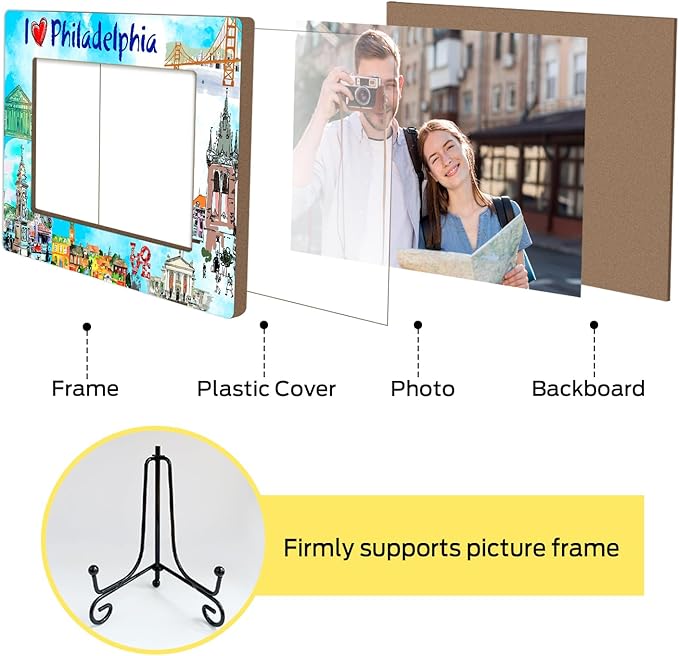 Philadelphia Souvenirs Wood Photo Frame Wedding Honeymoon Vacation Gifts for Couple Tabletop Display 4 x 6 Picture Frame Gifts for Friends BFF, Philadelphia Home Office Desk Holiday Decorations -15