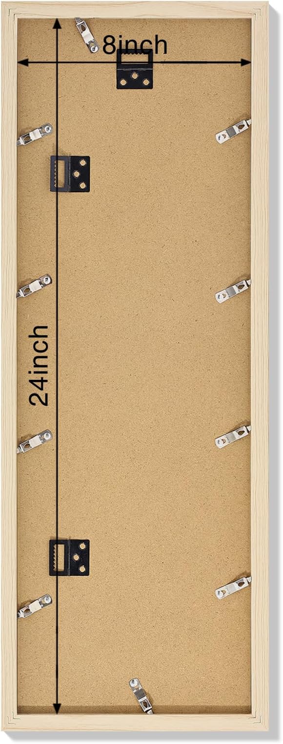 Vittanly 8x24 Collage Picture Frame, Displays 5Pcs 4x6 Pictures with Mat or 1Pcs 8x24 without Mat, Picture Frames Collage Wall Decor for Horizontal or Vertical Display, Nature Wood, 1 Pack