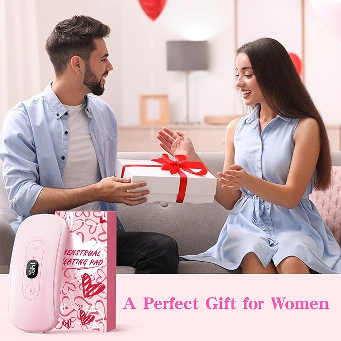 Portable Heating Pad Period Cramps: 2 Timer 6 Heat Levels 6 Vibration Modes Cordless Electric Heating Pad 3s Fast Heating Menstrual Heating Pad (Light Pink)