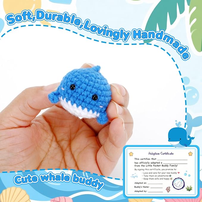 Little Pocket Whale, Mini Ocean in a Tin Box, Cute Travel Buddy | Cute mini whale in a pocket tin, a calming desk gift and collectible for coworkers, friends and ocean lovers