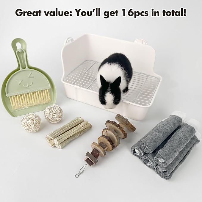 RUBYHOME Rabbit Litter Box Bunny Litter Box Guinea Pig Potty Trainer Corner Bedding Pet Potty Pan for Rabbit Guinea Pig Ferret Small Animal Cage Accessories
