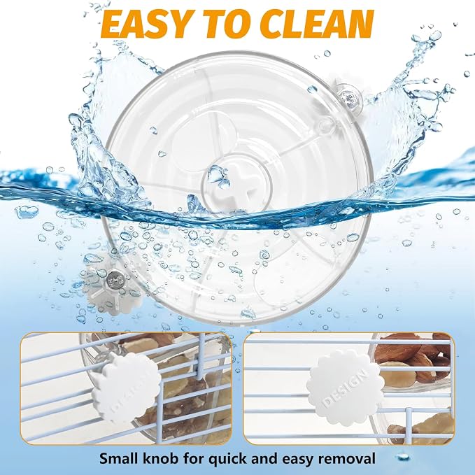 VCEPJH Rat Foraging Toy Interactive Slow Feeder with Transparent Rotating Treat Dispenser Wheel for Enrichment Activities Pet Rat Cage Accessories Ideal for Syrian Hamster Gerbil Mice (White)
