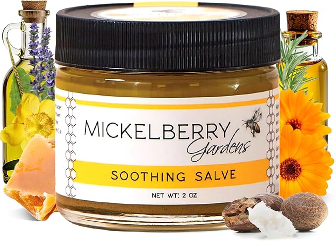 Mickelberry Gardens Soothing Skin Salve – Organic Herbal Balm with Calendula, Lavender & Beeswax – Natural Relief for Bug Bites, Scrapes & Irritations – All Skin Types – 2 oz