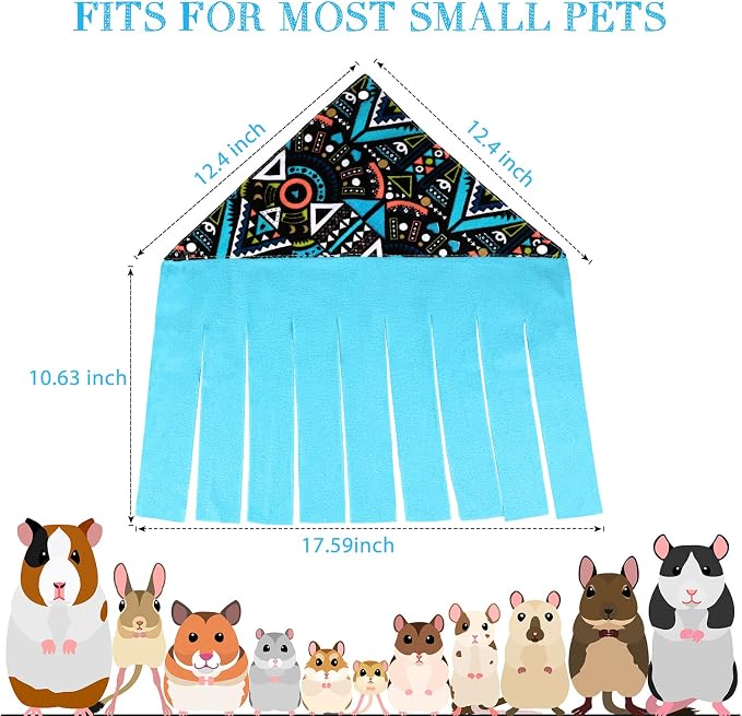 Shappy 2 Pcs Guinea Pig Hideout Hideaway Cage Hammock, Dots Pattern | Corner Hideout Hammock, Soft Fleece for Ferrets Chinchillas Hedgehogs, Cozy Hide with Fringe Curtain Design