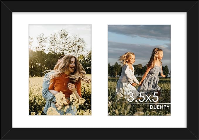6x9 Picture Frame Double 3.5x5 Collage Picture Frame Displays Two 3.5x5 inch Photos Collage Wall Decor Wall Hanging or Tabletop Black