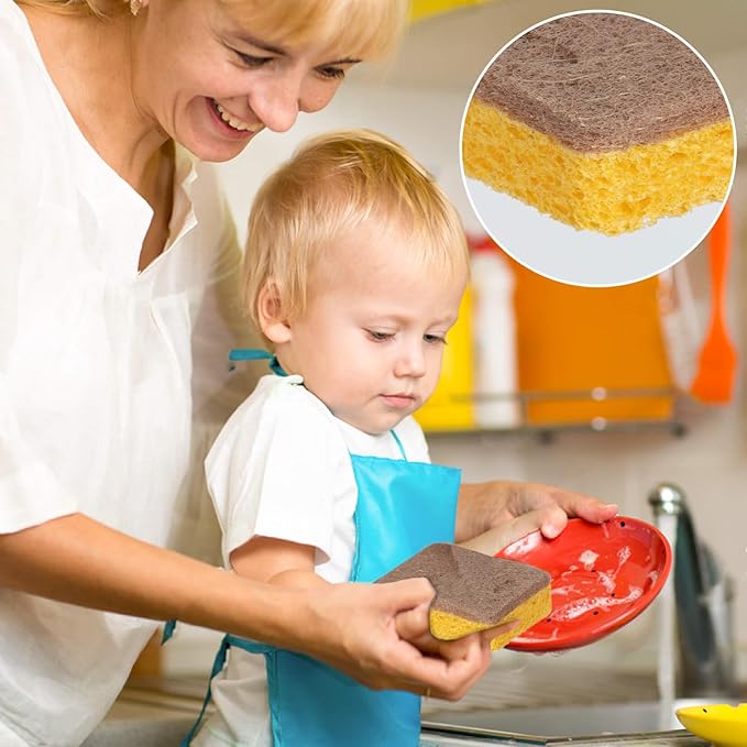 MAQIHAN 10PCS Natural Sponges for Dishes - Biodegradable Sponges Kitchen Eco Friendly Dish Sponge Non-Scratch Sponges for Cleaning Kitchen