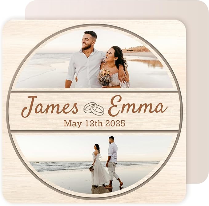20 Pack Personalized Wedding Coasters, Custom Cardboard Coasters for Drinks with Photo Print and Text, Keepsake Wedding Favors and Gifts for Couples, 4x4 Square, Design 5