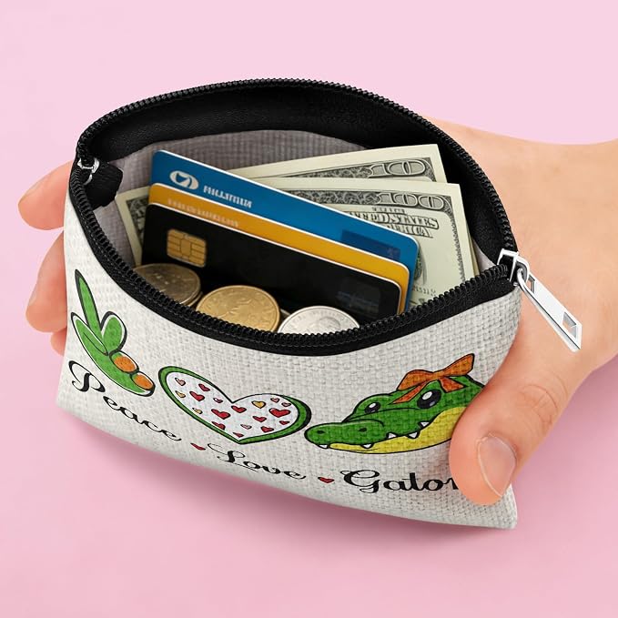 Gators Lover Gift Gator Coin Purse for Women Crocodile Lover Gifts Friends Sister Gators Presents Teen Daughter Alligator Gift Christmas Birthday Gifts Gator Themed Zipper Change Pouch