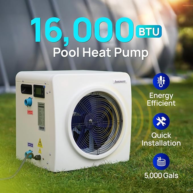 AQUASTRONG Swimming Pool Heat Pump,Electric Pool Heater for Above Ground and Inground Pool,Heating and Cooling Pool Heater Pools Up to, 5000 Gallons