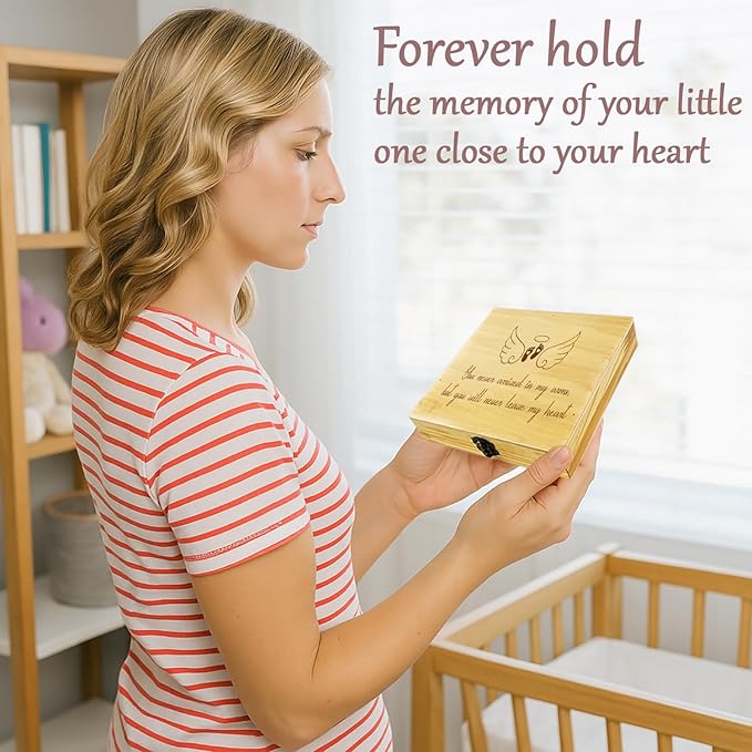 Miscarriage Memory Box, Baby in Jesus' Arms Engraved Wooden Keepsake Box, A Heartfelt Sympathy Gift for Mothers Loss of Baby, Remembrance Gifts Miscarriages, Infant Loss Memorial for Moms
