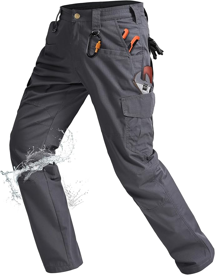 Rapoo Ripstop Water Resistant Cargo Tactical Pants for Men EDC Hiking Work Military Army Pants with 9 Pockets