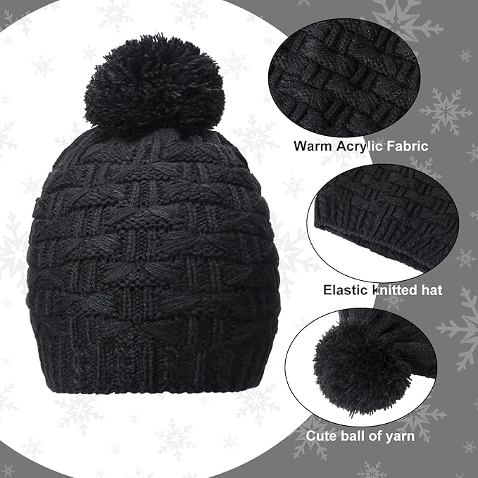 JenPen 4 Pcs Winter Hat Scarf and Gloves Set for Women Include Ear Cover Cold Weather Scarf Hat Knit Beanie Gloves
