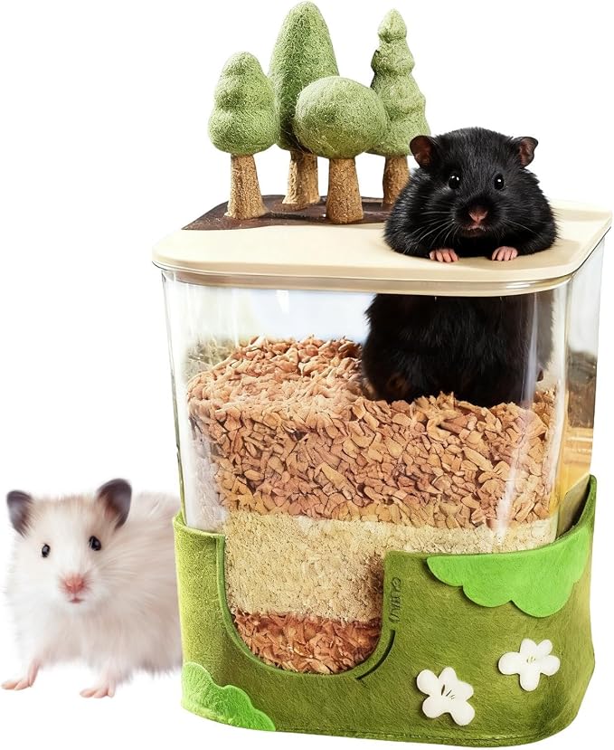 Hamster Sand Bath Box Clear Raised Hamster Toy Cage | Small Animal Shelter Training Observation Projects Playpen Activities for Animal Lovers Living Room Bedroom Study
