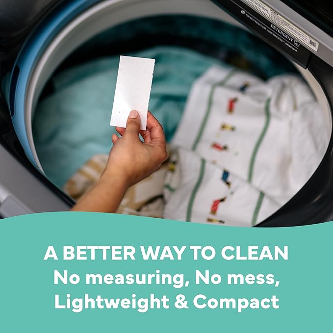 Tru Earth Compact Dry Laundry Detergent, Unscented - Up to 64 Loads (32 Sheets) | Liquidless Detergent, Travel | Packaging May Vary
