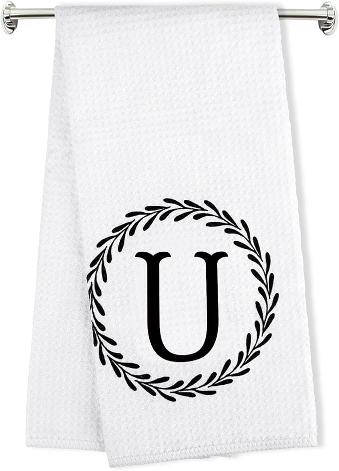 Monogrammed Hand Towels Name Ini-tial Letter U Kitchen Towels,Personalized Gifts for Women Wife Mom,Monogram Dish Towel Decorative Tea Towel 17x23 Inch,for Kitchen Bathroom