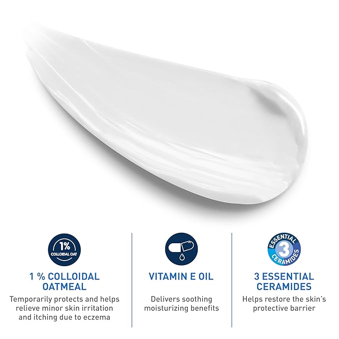 CeraVe Baby Eczema Relief Cream, 1% Colloidal Oatmeal Cream With Vitamin E & Ceramides, Soothes & Calms Itchy Skin, Developed With Pediatric Dermatologist, Fragrance Free, 5oz