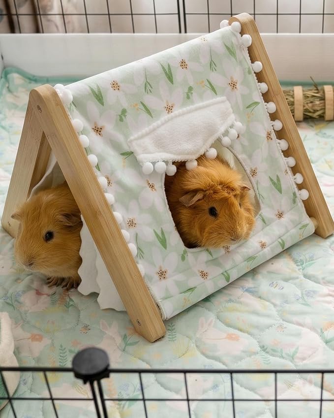 Guinea Pig Cage Liner, 59"x31" Bedding for C&C 2x4 Cage 2 Pack, Green | Washable Fleece Bedding, Super Absorbent, Non-Slip, Waterproof Rabbit Mat, Machine Washable, Small Animal Cage Accessory