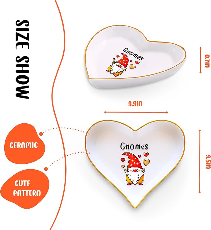 Gnomes Ring Holder Dish Tray, Gifts For Women Teens Girls, Gnomes Lovers Themed Stuff Accessories Things Decor Merch, Home Room Ring Earrings Necklace Organizer Holder!