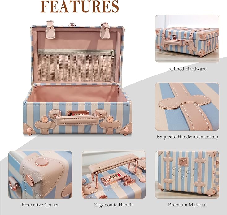 Unitravel Baby Keepsake Case, Handmade Memory Storage Box, Newborn Keepsake Box, Vintage Suitcase for Baby Shower, Baptism, Naming Ceremony or Birthday