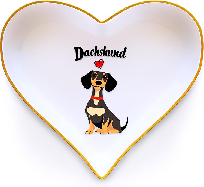 Dachshund Ring Holder Dish Tray, Gifts For Women Teens Girls, Dachshund Lovers Themed Stuff Things Decor Merch, Home Room Ring Earrings Necklace Organizer Holder!