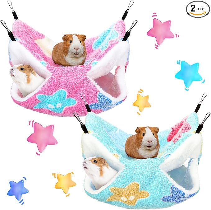 BOAO 2 Pcs Guinea Pig Rat Hammock Guinea Pig Hamster Ferret Hanging Hammock Pig Accessories for Small Animals Chinchilla Parrot Sugar Glider Ferret Squirrel