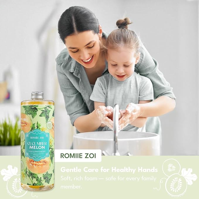 ROMIIE ZOI Foaming Hand Soap Refill, Cucumber&melon, Gentle & Moisturizing Formula, 1000 ML/ 33.8 FL OZ