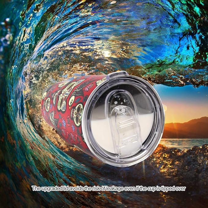 Jormungand 30 oz Tumbler Stainless Steel Vacuum Insulated Travel Mug with Leak Proof Lid Double Wall Coffee Cup Water Bottle for Cold Beverages 30oz Tumbler Sugar Skull