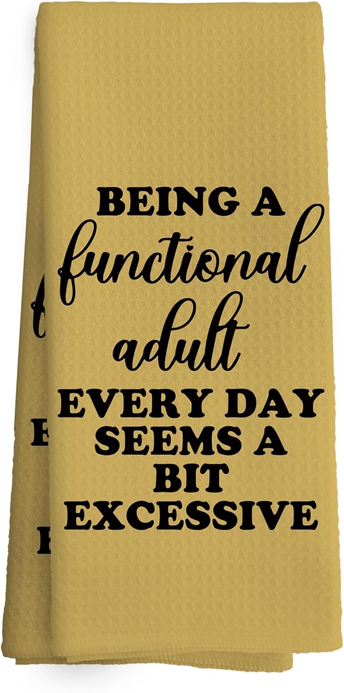 Funny Sarcastic Adult Yellow Dish Towels 16x24 Inches, Decorative Absorbent Hand Tea Kitchen Bathroom Towels