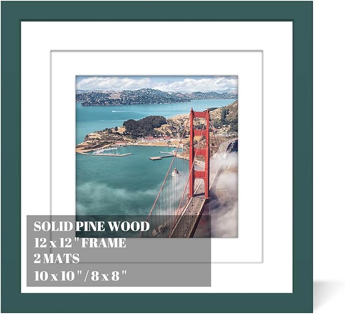12x12 Wood Picture Frames for Wall Hanging or Tabletop,Diamond Painting Frame Baby Scan Picture Frames with 2 Mats Display 8x8 or 10x10 for Family Walls Decoration,Anniversary,Wedding,Christmas(Dark