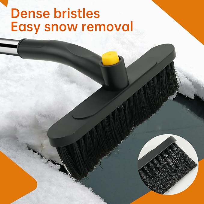 34" Extendable Ice Scraper and Snow Brush for Car Windshield, 360° Rotating (R001)