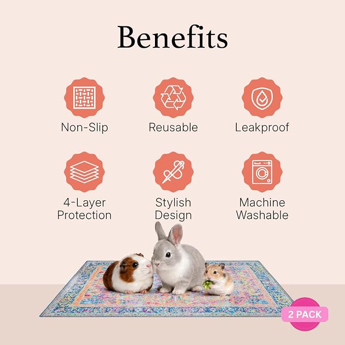 Lovewag Guinea Pig Liner, Hamster Bedding, Marmalade Sunshine, 16x24, 2 Pack