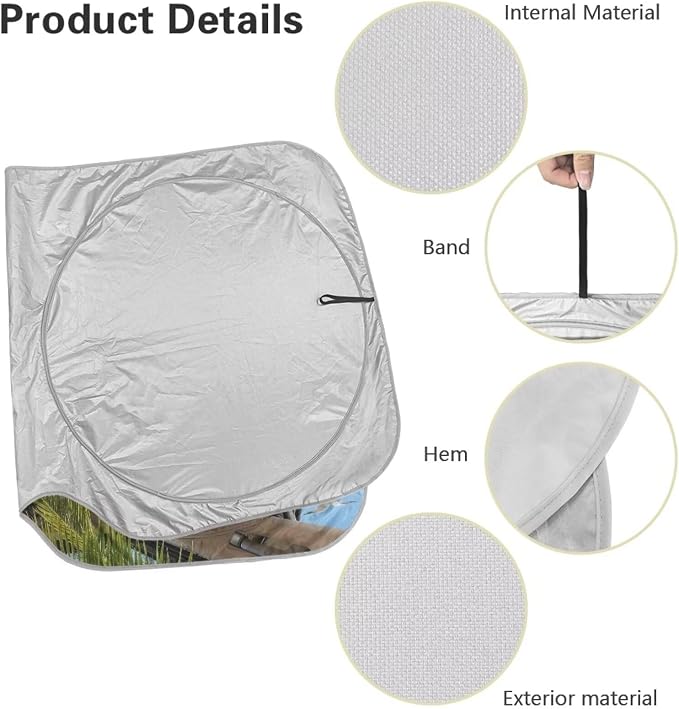 Funny Hippos Sun Shade for Car Windshield Foldable Front Windshield Shade for Sun Auto Vehicle Shield Reflective Sun Visor Block UV Rays Fit Car Front Window for Trucks SUV Van
