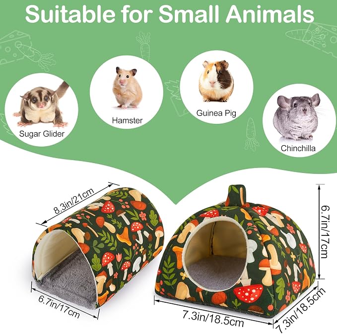 Bienbee Guinea Pig Hideout, 2 Piece Washable Set for Small Animals Small | Guinea Pig Bed With Soft Plush, Resilient Padding, and Easy Machine Washing for Resting Hiding and Tunnel Playing