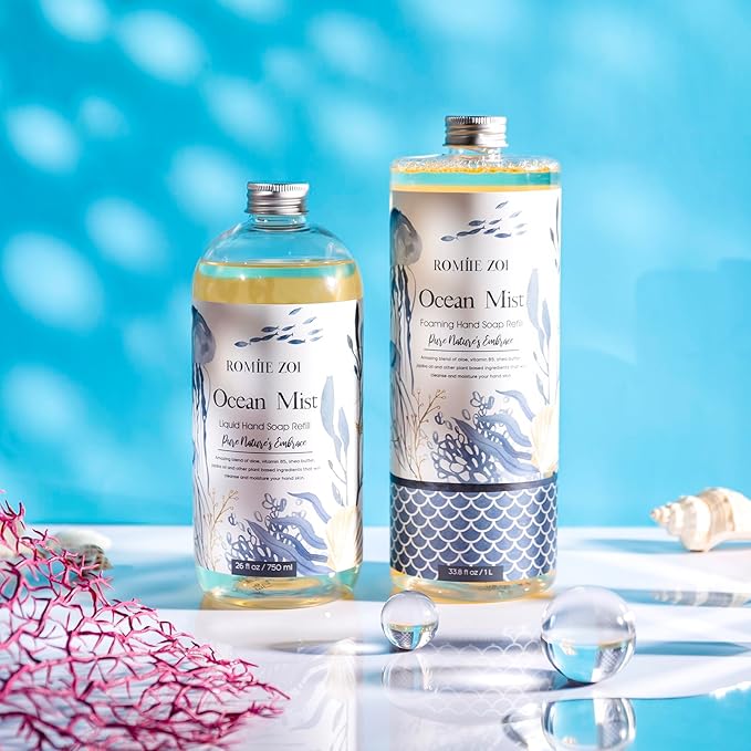 ROMIIE ZOI Foaming Hand Soap Refill, Ocean Mist, Gentle & Moisturizing Formula for Home & Kitchen, 1 L/ 33.8 FL OZ