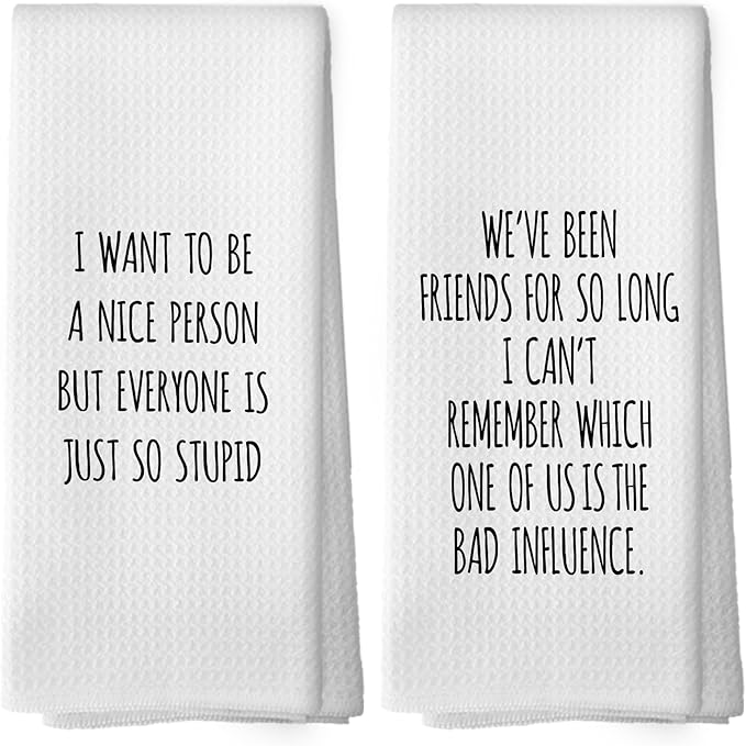 Sarcastic Humorous Gift Kitchen Towels Set of 2, Sarcasm Towels Adult Humor Funny Hand Towel, Sarcastic Gifts for Women Decorative Tea Towel Dish Towels 16x24 Inch
