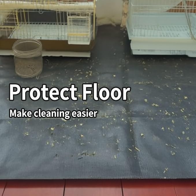 Guinea Pig Cage Liner, 59"x59" Playpen Mat, Waterproof Washable Tarp, Black | 59 x 59 in black waterproof pet mat protects floors and works as a washable, reusable liner for cages and playpens.