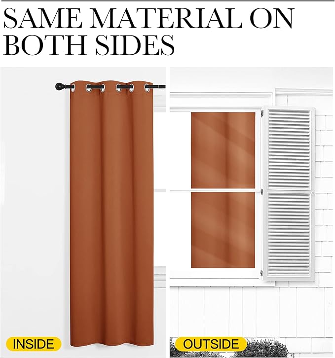 NICETOWN RV Blackout Curtains for Camper Windows, Burnt Orange, 29" Wide by 40" Long, 2 PCs, Short Blackout Curtains & Drapes, Thermal Insulated Blackout Curtain Panels for Kids Room, Play Room