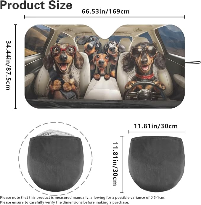 Dachshund Dog Car Front Windshield Sun Shade Universal Fit Funny Windshield Sunshade Sun Visor Shield Heat Blocker Visor Protector Blocks Max UV Rays and Keeps Your Vehicle Cool
