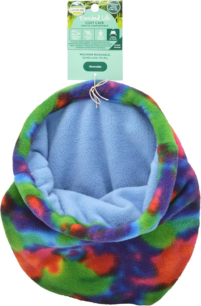 Oxbow Enriched Life Cozy Cave, Large, Guinea Pig Hideout, Bunny Hideaway, Rabbit Bed, Polar Fleece Small Animal Hideout for Guinea Pig Cage, Bunny Enrichment, Rat & Chinchilla Habitat Accessory | Small Animal Hideout, Fleece, Snuggle Sack, Guinea Pig H...