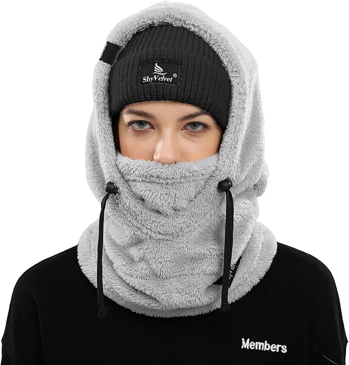 Shy Velvet Balaclava Wind-Resistant Winter Face Mask,Fleece Ski Mask for Men and Women,Warm Face Cover Hat Cap Scarf