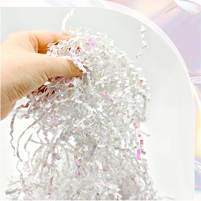 Crinkle Cut Paper Shred Filler 1LB Bulk – Premium White Decorative Shredded Paper for Gift Wrapping, Boxes, Baskets & Packaging – Eco-Friendly Filler for Weddings, Birthdays, Baby Showers & Holiday Crafts